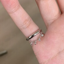 《雾漫银河》双层流苏链条泡泡钻戒指女精致小众高级感开口尾戒环