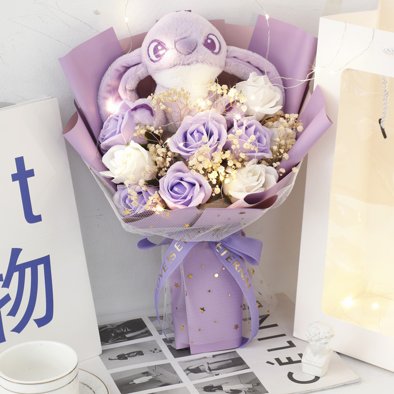 Día de la Madre Strawberry Bear Doll Muñeca Simulación Ramo de jabón de rosa Día de San Valentín Regalo de cumpleaños para novias y novias