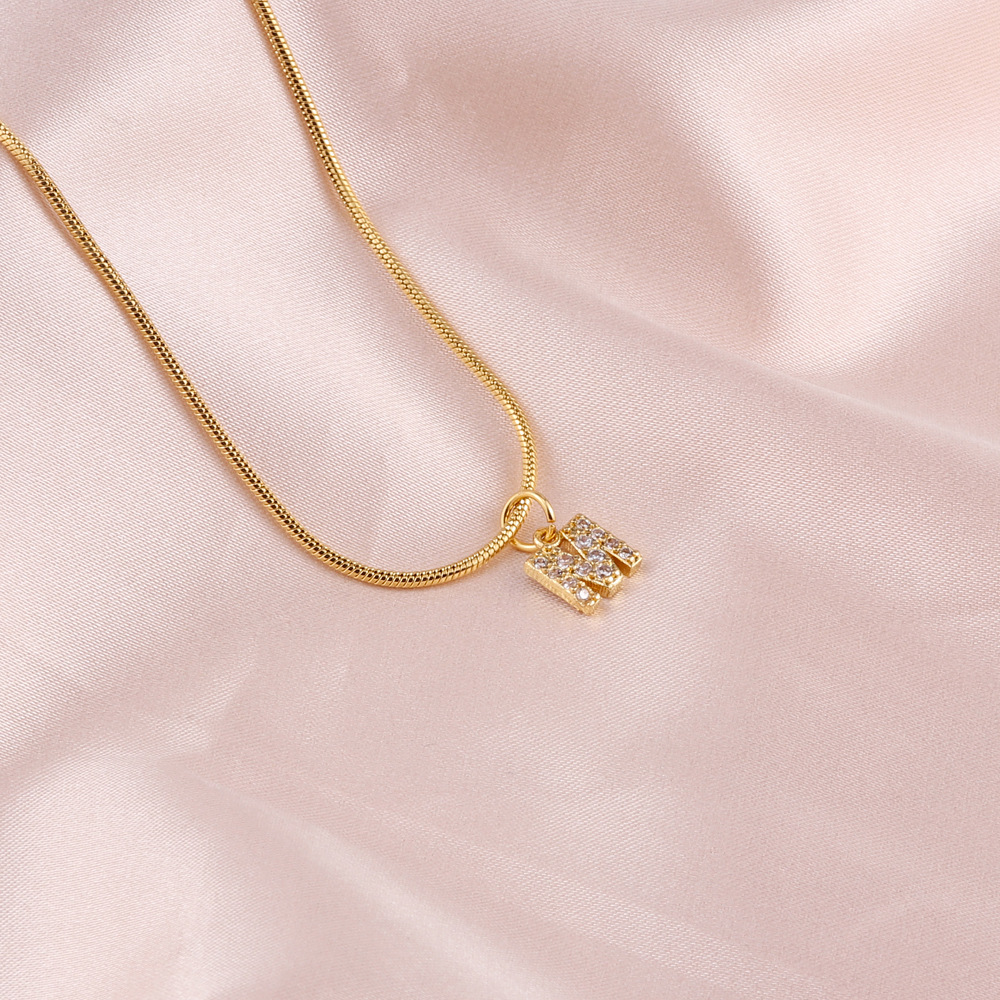 Fashion Letter Titanium Steel Plating Zircon Pendant Necklace 1 Piece