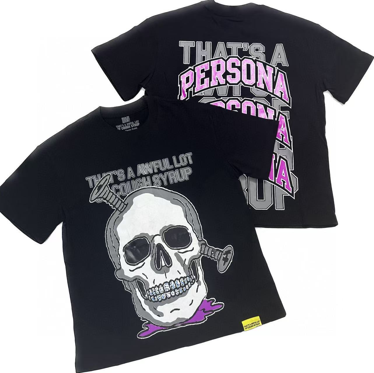 That's A Awful Lot Of Cough Syrup T-shirt Skull Graphic Black