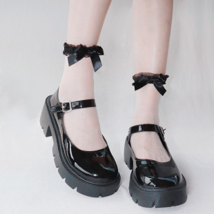 Japanese Style Glass Silk Stockings Mid-length Stockings lolita Bow Girl's Socks Cute Transparent Invisible Crystal Mid-length Stockings