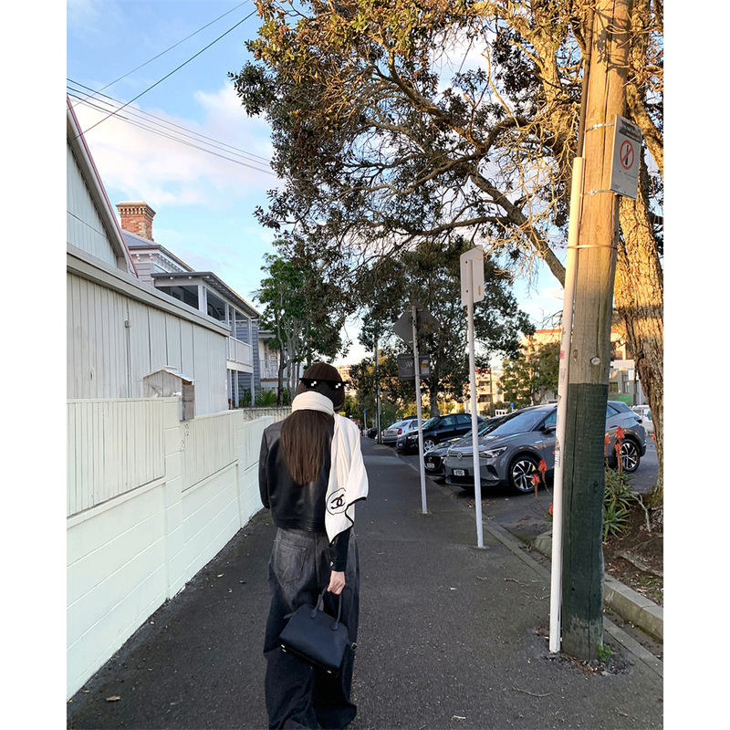 WANANTONG 质感黑银 时髦女孩腔调feel皮衣女秋季夹克外套|undefined