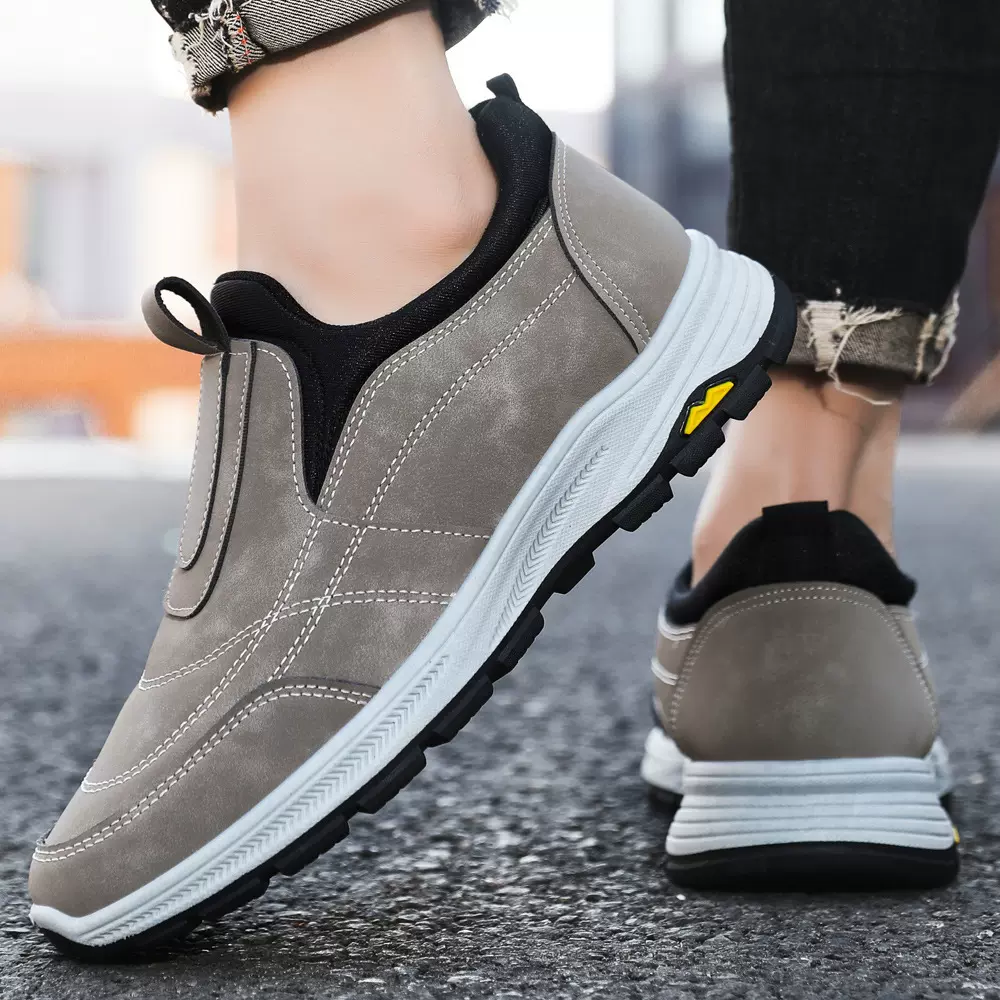 男鞋2025四季新款跨境代发纯色百搭单鞋登山鞋软底韩版休闲健步鞋