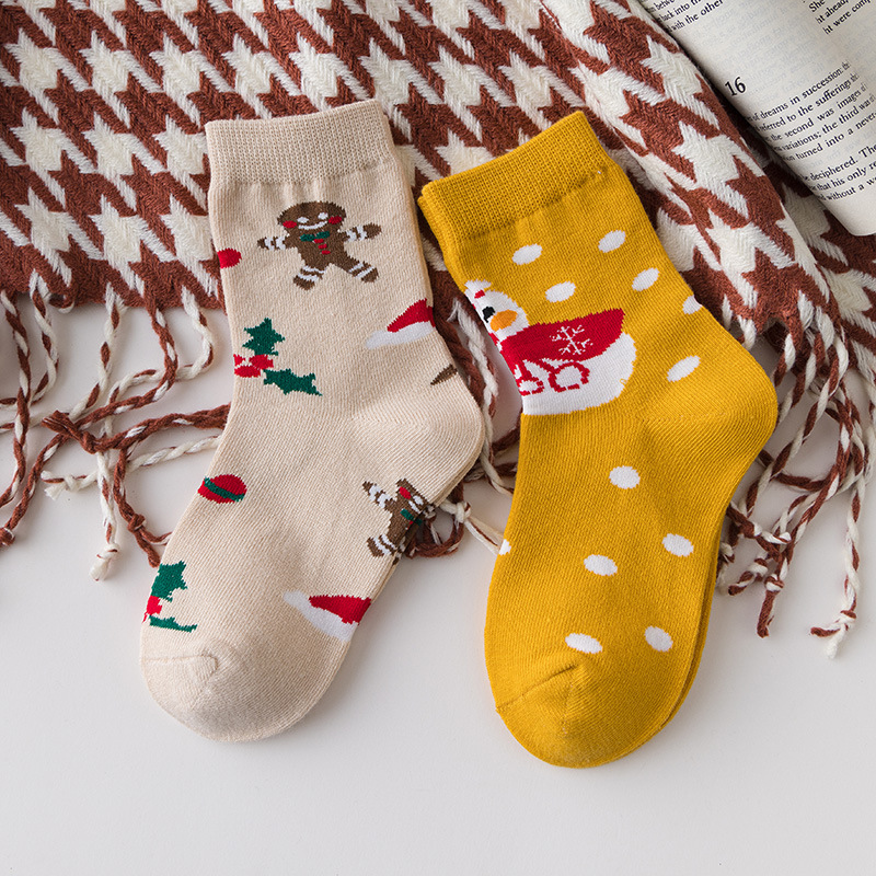 Calcetines de Navidad calcetines para niños primavera y otoño Algodón puro invierno niños tubo medio niños dibujos animados niñas bebé calcetines para niños