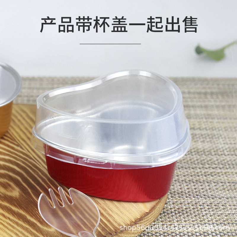 Caja de papel de aluminio en forma de corazón para hornear caja de pastel horno hogar desechable estaño caja de papel postre pudín taza molde