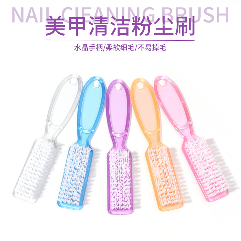 Cross-Border Supply of Transparent Long-Handled Nail Brushes, Square Plastic Cleaning Non-Shedding Manicure Crystal Brush Manufacturers