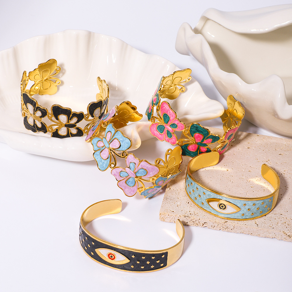 25g Weight Casual Elegant Lady Flower Butterfly 304 Stainless Steel Bangle In Bulk