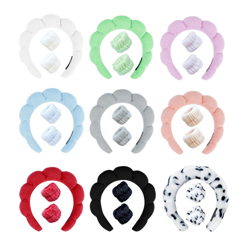 Amazon European and American cross-border twist sponge high skull headband headband face wash makeup cloud headband set hair accessories