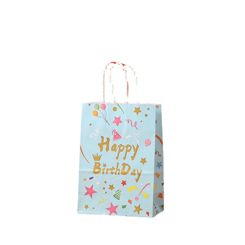 Bolsas de regalo al por mayor en stock serie de fiesta de cumpleaños bolsas de cartón cartón color arco iris bolsas de regalo de cumpleaños