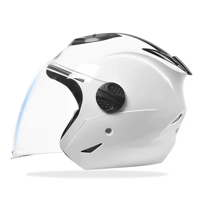 ladies half helmet autumn and | Motosiklet dəbilqələri - one-size-fits-all-thickened-snowflake-white-category-b-hd-anti-fog