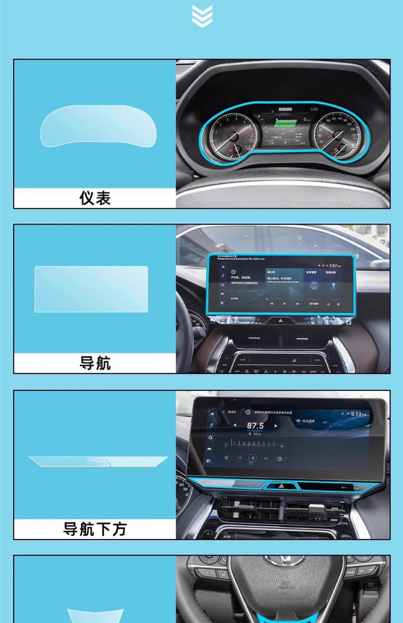 Suitable for 22-24 Toyota Lingfang/Weisha Interior Protective Film Central Control Film Navigation Screen Tempered Film Modification