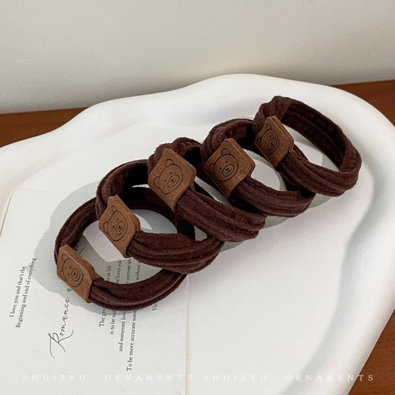 Alta elasticidad y durabilidad como correa de goma para mujeres, color curry simple, cuerda de cabello de cola de caballo alta, anillo de cabello sin heridas de alta calidad