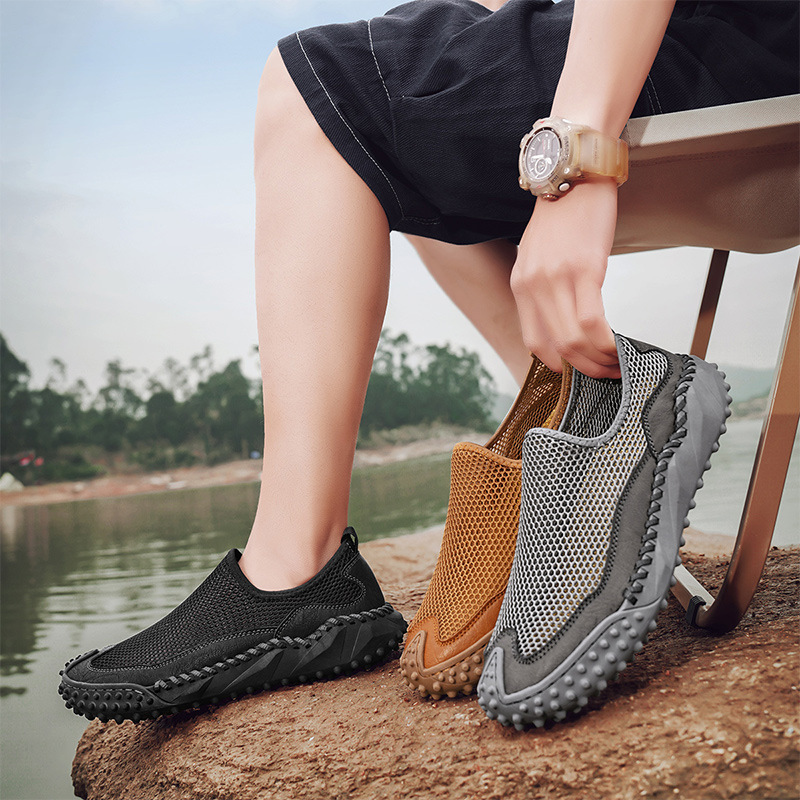 Baotou Men's Sandals Genuine Leather Men's Shoes Summer Large Size Hollow Soft Sole Hand-Stitched Trendy Beach Shoes_vogvips.com