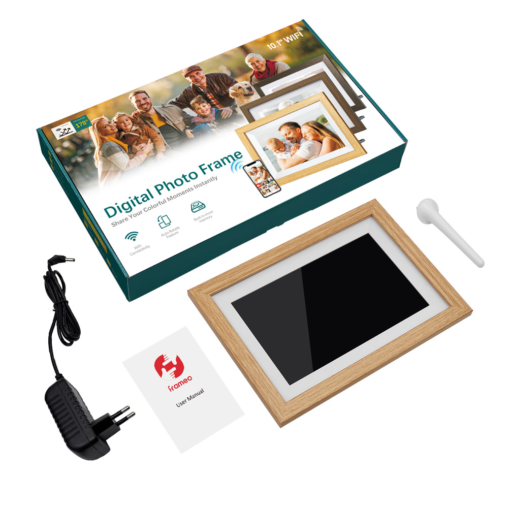 26新型 10.1inchFrameo デジタルフォトフレーム WiFi対応モバイルアプリで写真を送信、高画質の写真や動画を再生