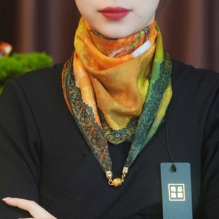 Spring and Autumn New Colorful Travel Essential Floral Cut-Out 70*70 Stylish Silk Scarf for Women with Various Floral Patterns