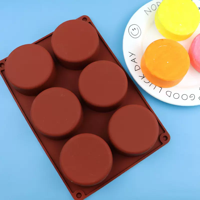 现货批发 6连大圆柱硅胶蛋糕模 冷制皂模巧克力模 家用手工皂工具