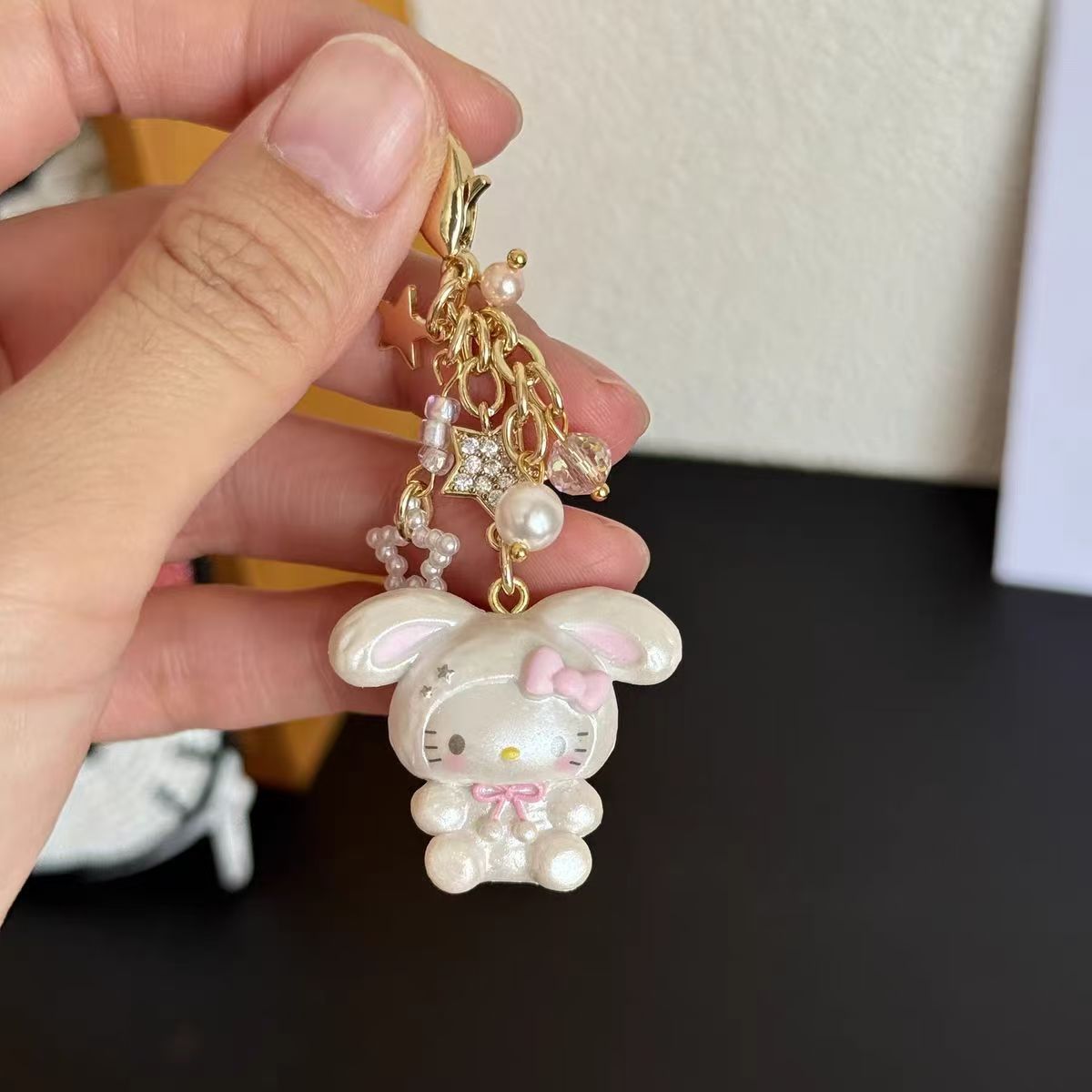 Handmade Snow Rabbit Dress up Kitten Flip Bag Zipper Buckle Head Ledger Pendant Women's Bag Pendant Mobile Phone Chain