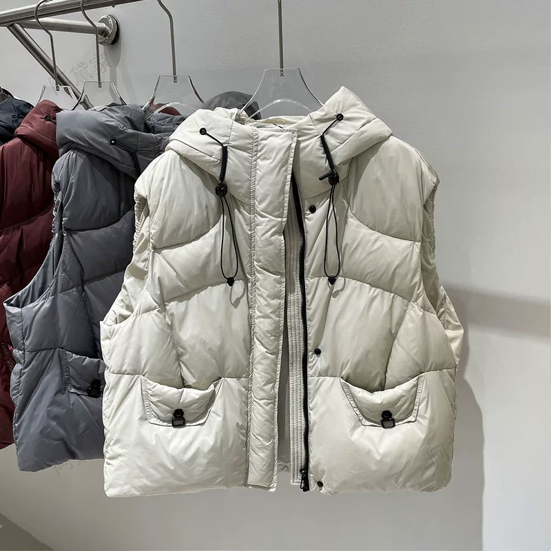 Retro T-shirt with down, winter vest, light and thin jacket, oversize