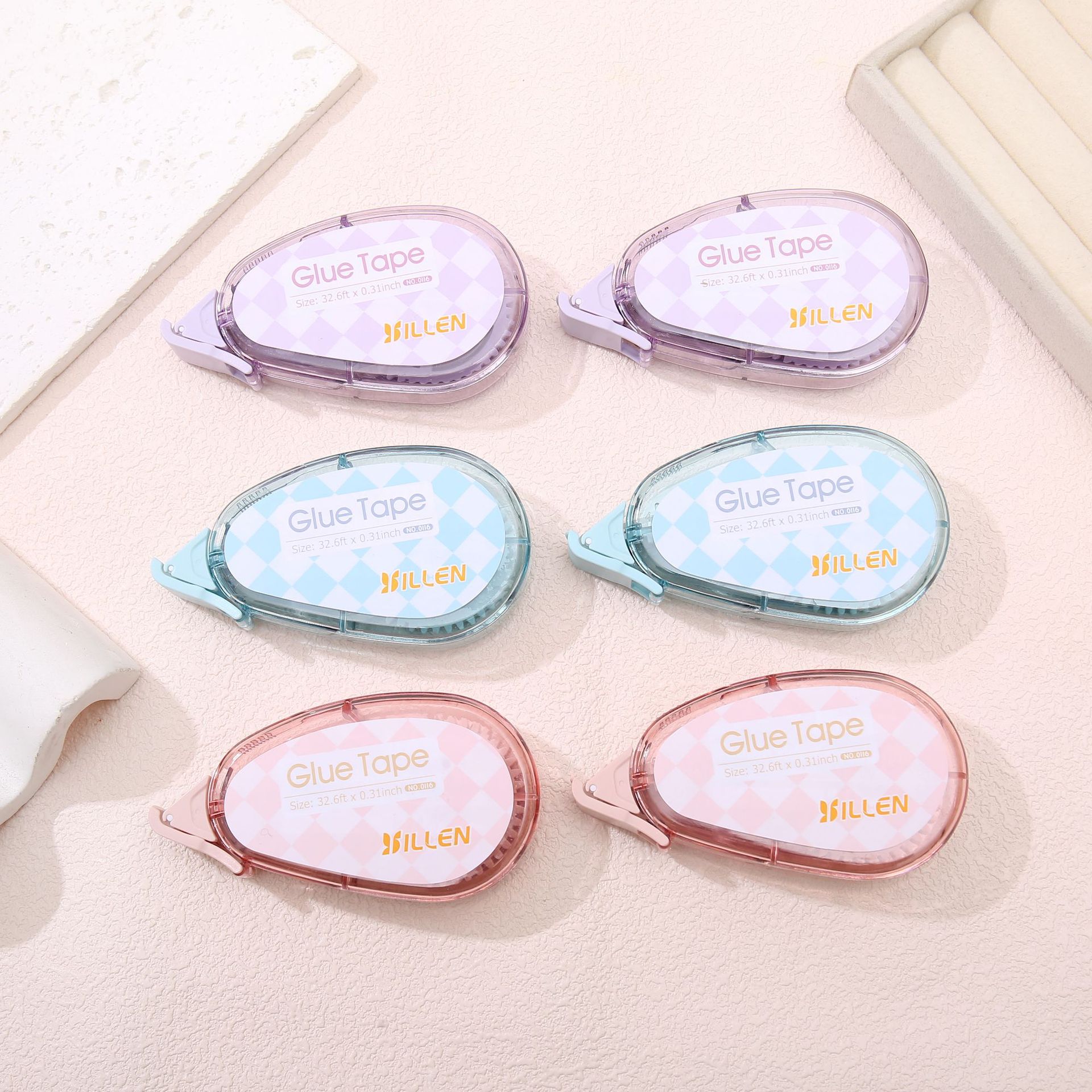 厂家直供跨境胶带点点胶学生修正带式透明双面胶英文版美工胶批发