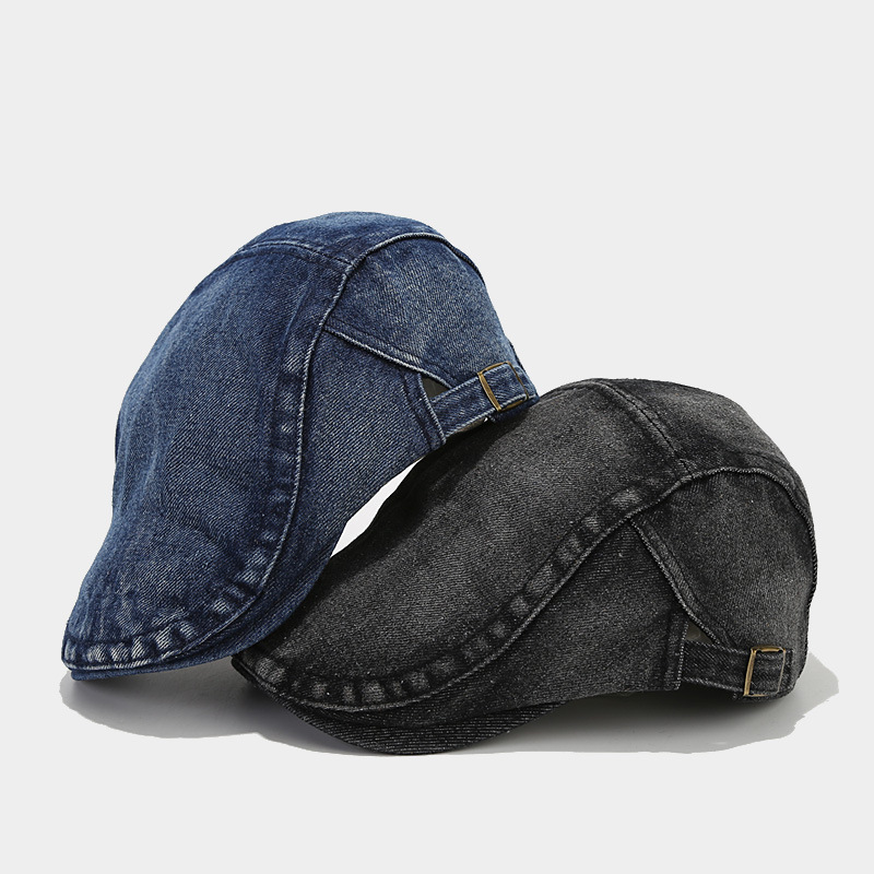 Otoño nuevo Denim sombrero delantero moda retro boina de ala corta de Europa y América calle lavada casquillo enarbolado moda image 5