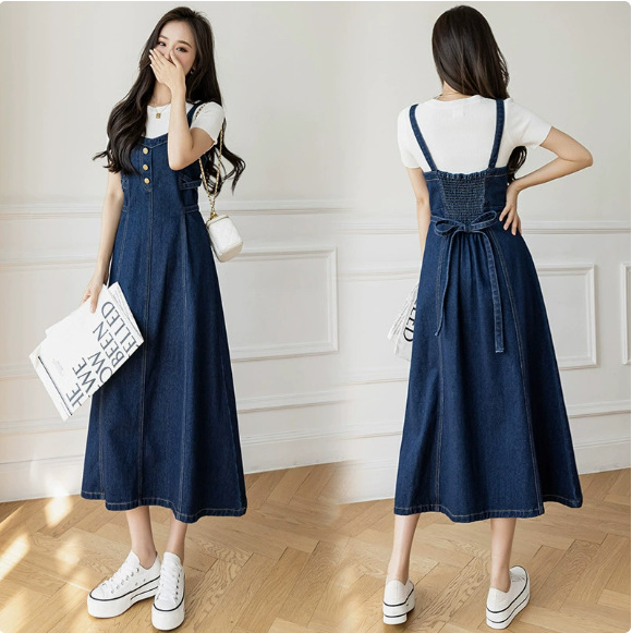 universal long small design autumn denim summer dress