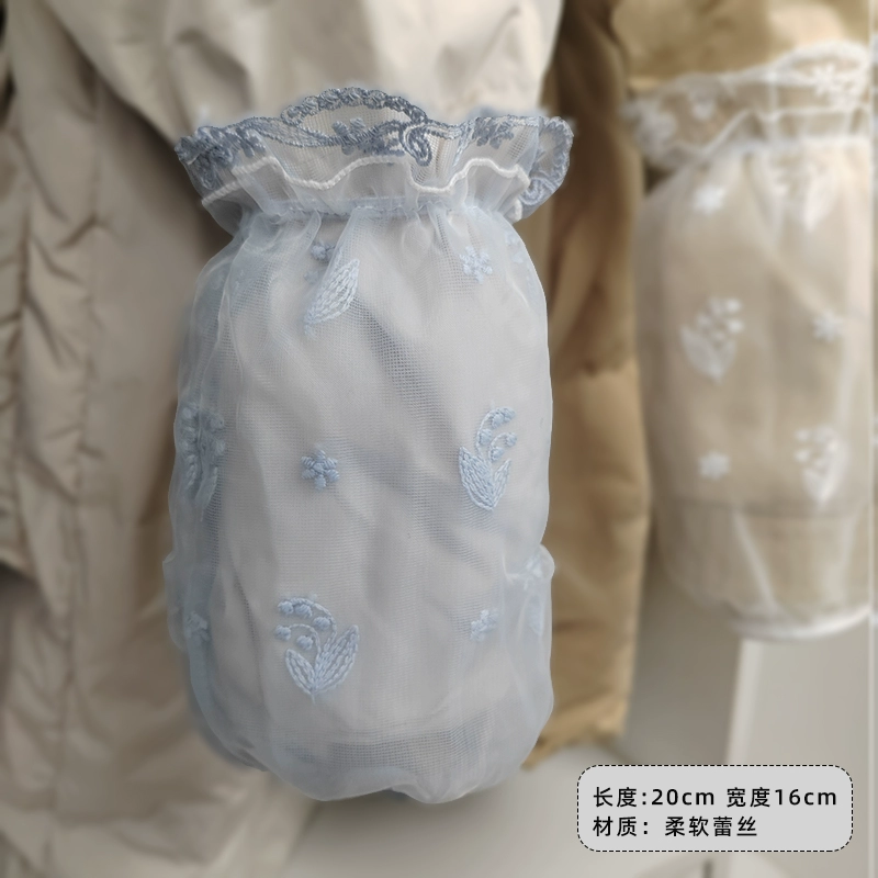Lace demi-season sleeves, white down jacket, anti-dirty