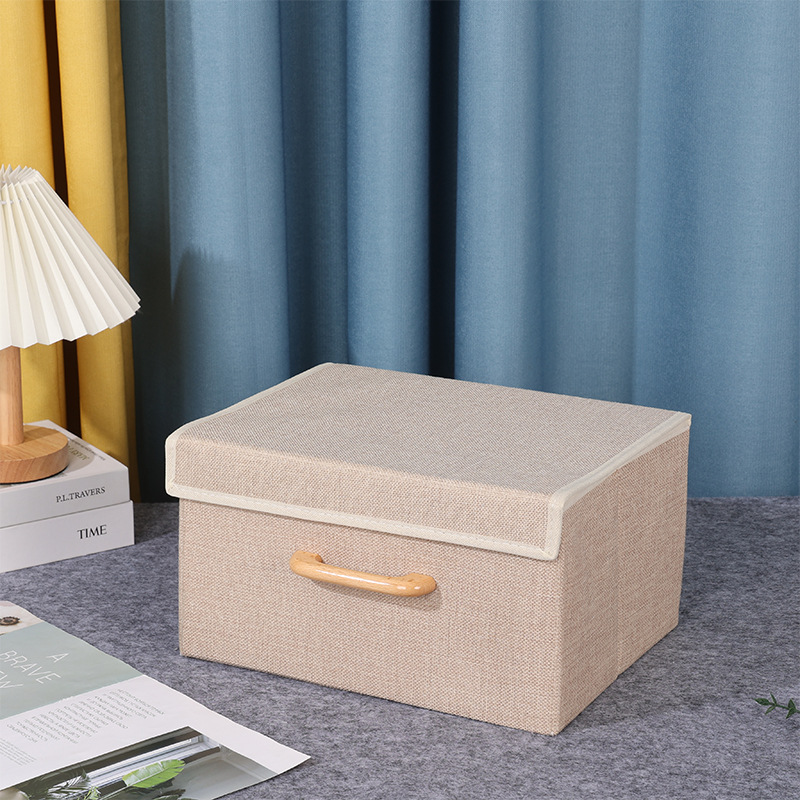 Caja de almacenamiento de lino y algodón multiusos con tapa Caja de almacenamiento de ropa de dormitorio Documentos de oficina Tela Caja de almacenamiento portátil al por mayor