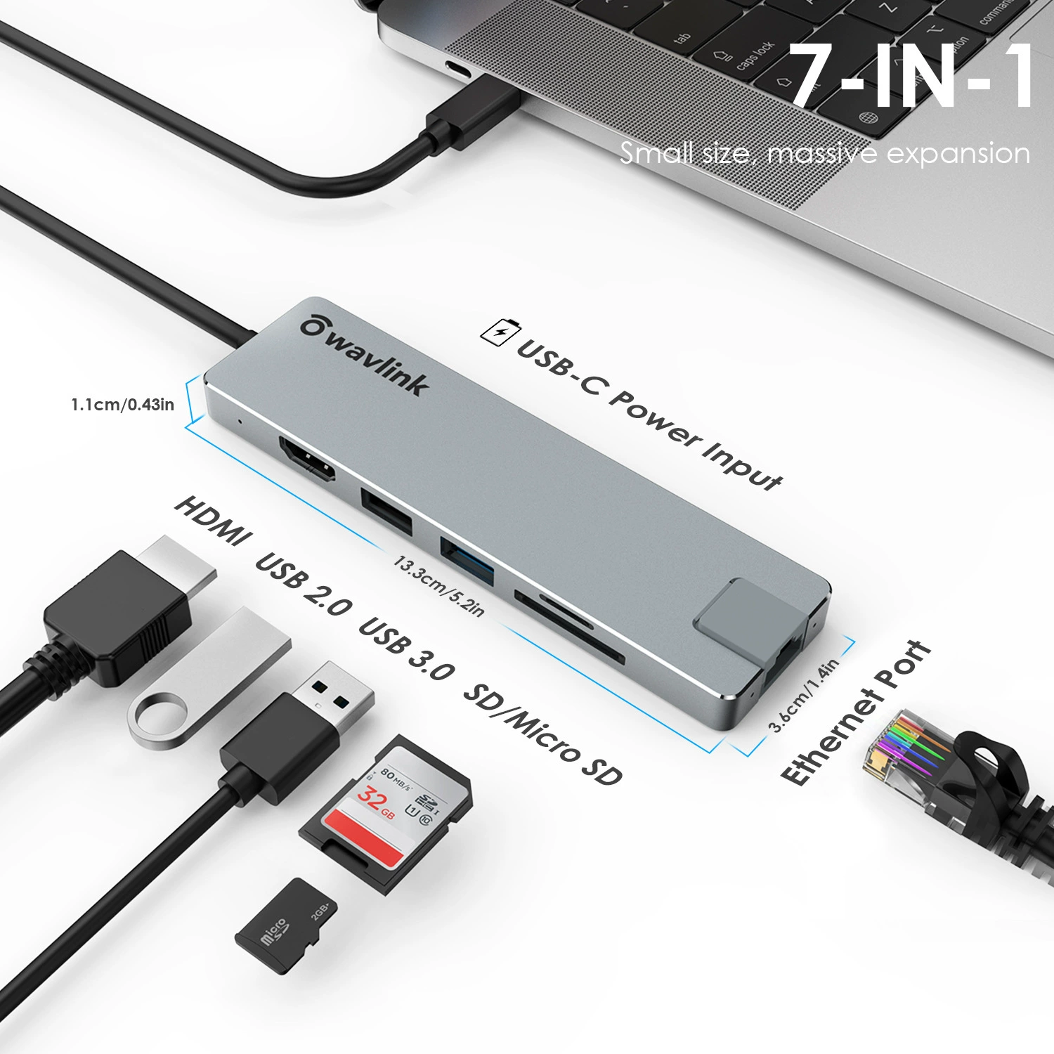 Переходник Wavlink Type-C расширение USB-C на HDMI проводной экран 4K экран PD100W зарядка
