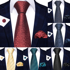 Men's Business Formal Tie Silk Polyester Wedding Celebration Striped 8CM Tie Wholesale Set of Three