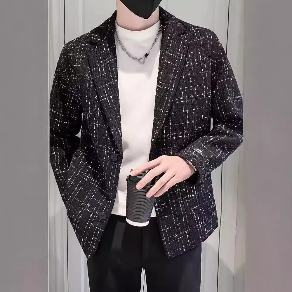 Xiaoxiang-stil til mænd, trendy mærke, eksklusiv sans, afslappet og flot, britisk stil, lille efterårsjakkesæt_voghion.com