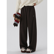 低卡LOWCALORIE 垂坠感一片式秋冬加厚含羊毛卫裤直筒阔腿休闲裤