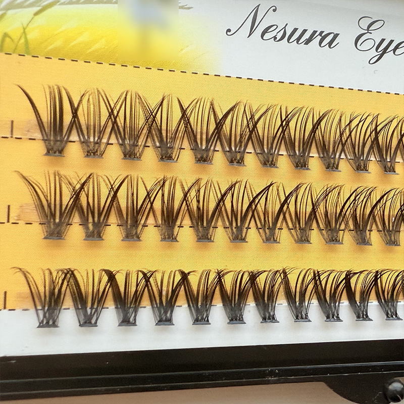 Transfronterizo europeo y americano 10P20P30P40P50P60P Espantapájaros Pestañas postizas autoinjertadas de un solo racimo de fusión en caliente