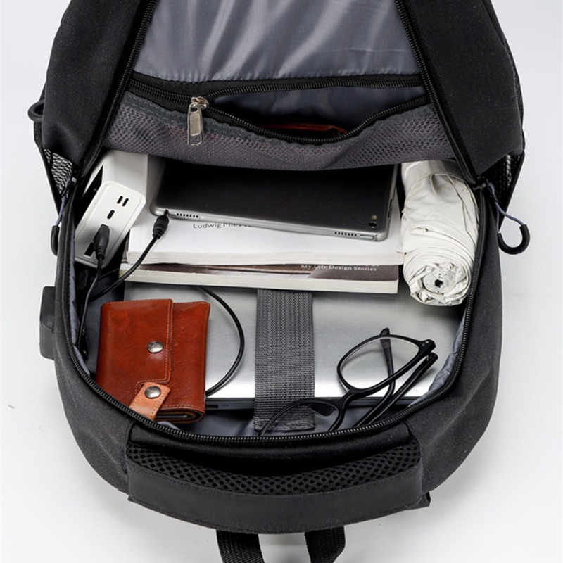 Mochila de computadora de hombre de carga USB de viaje de negocios de gran capacidad Mochila de estudiante de secundaria Mochila de viaje de ocio