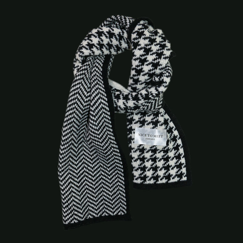Sciarpa a griglia Qianniao da donna, inverno 2023, nuova coppia di studenti coreani versatili, lavorata a maglia, collo caldo_voghion.com