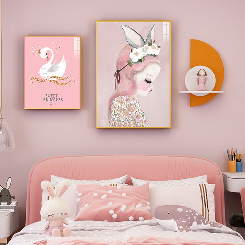 Children's room large decorative painting for boy and girl rooms, wall hanging, bedside background wall decoration, vertical bedroom painting