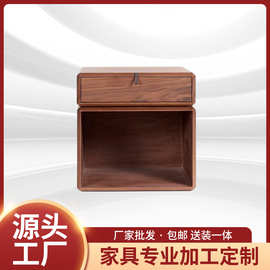 意式极简床头柜简约现代旋转实木床边柜卧室创意转向床边柜