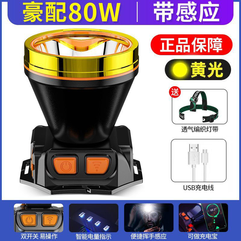 超明るいledヘッドライト強い光充電可能野外夜釣り鉱灯感応ヘッドセット式屋外キャンプ懐中電灯|undefined