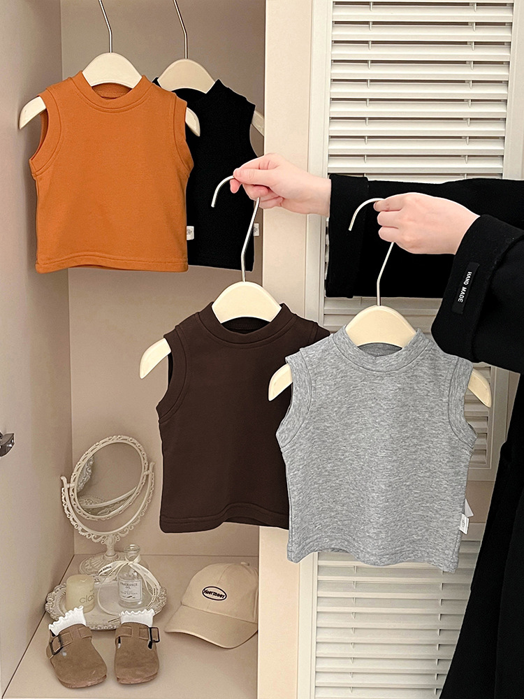 Niñas de otoño plegable vestir chaleco bebé coreano estilo extranjero vestir chaleco de hombro nuevo otoño invierno chaleco infantil