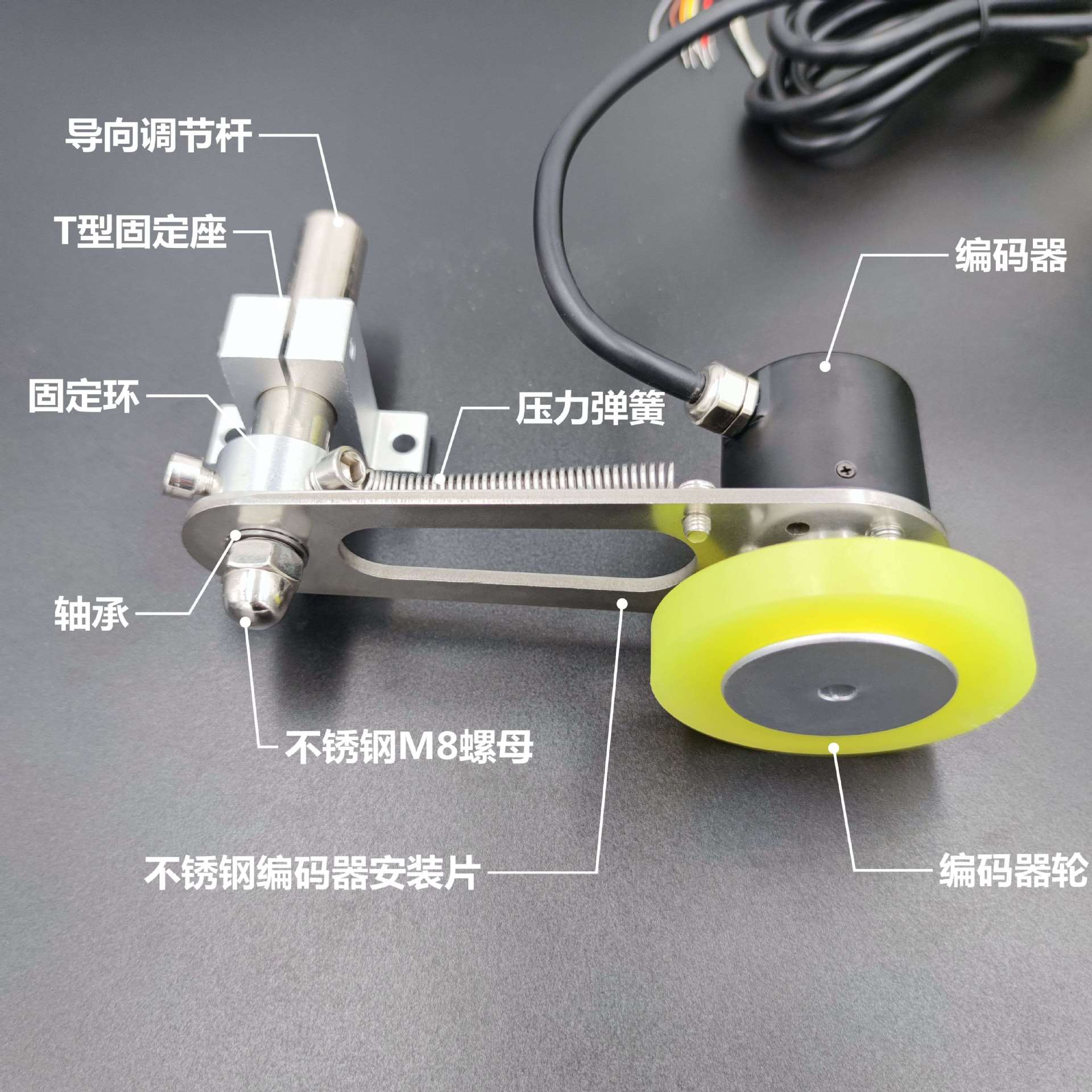 纺织印刷裁板机附件旋转编码器不锈钢同步轮支架非标设计制图