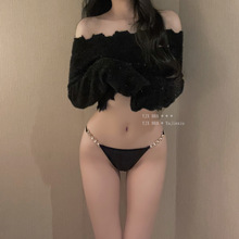顷刻动情*欧系金属链珠蕾丝内裤女火辣魅力时尚透气无痕女丁字裤