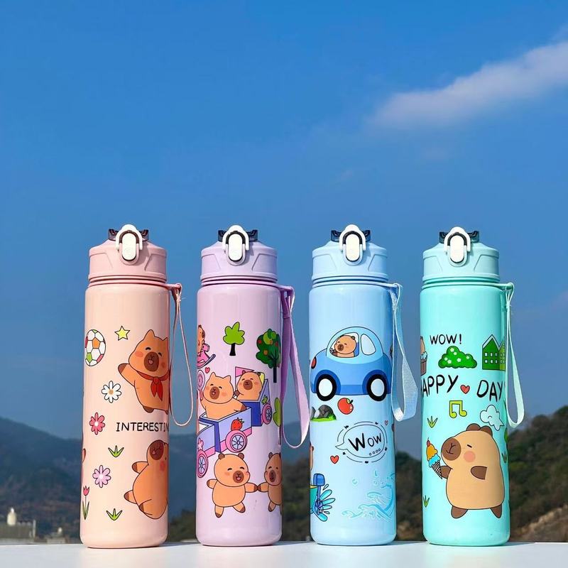 卡皮巴拉吸管水杯跨境高颜值可爱儿童学生专用提绳便携杯子批发|undefined