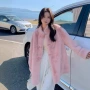 中长款皮毛一体复古毛绒女大衣
