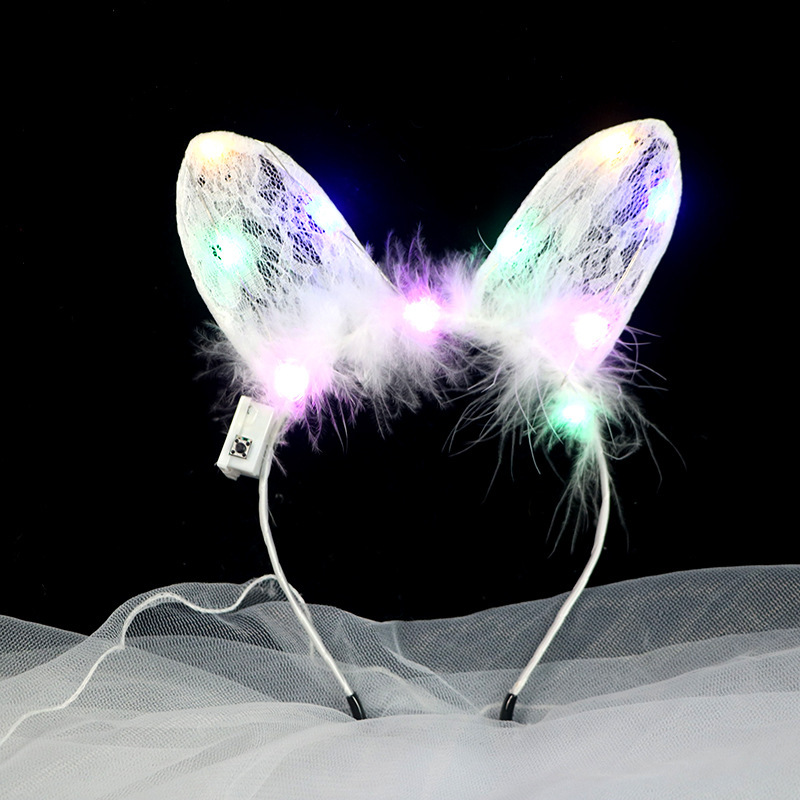 Brillante zorro orejas cinturón de cabello lámpara ángel cinturón de cabello super inmortal cinturón de cabello red rojo lindo gato orejas tocado plumas conejo