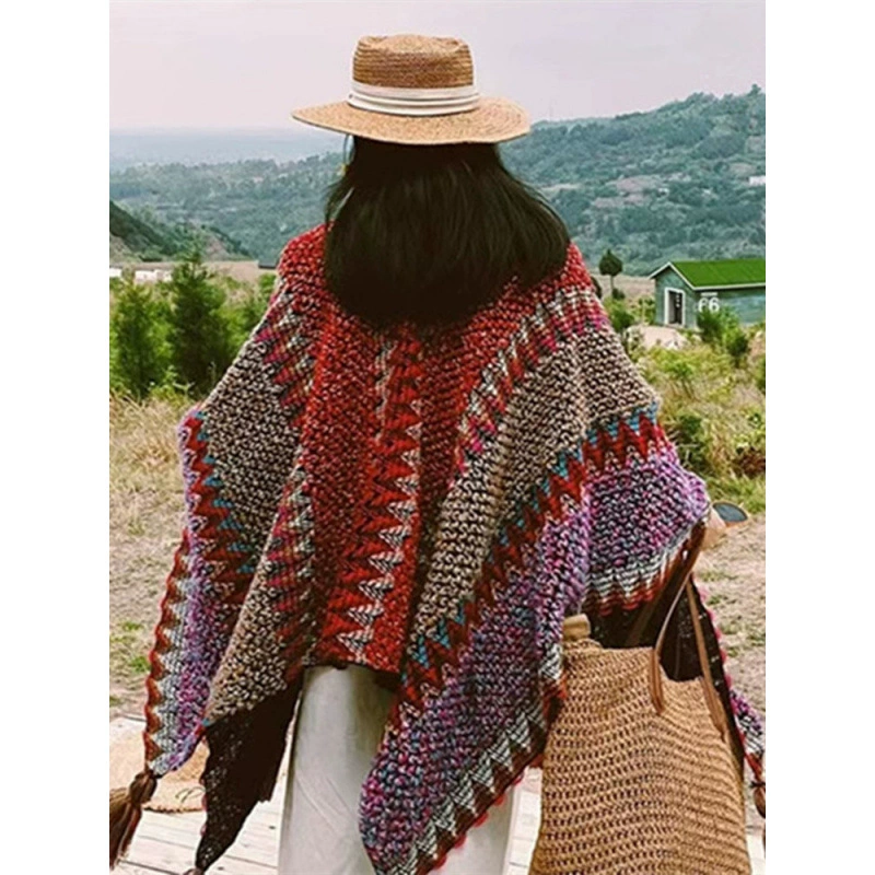 Ethnic trench coat, cloak from Yunnan province, scarf