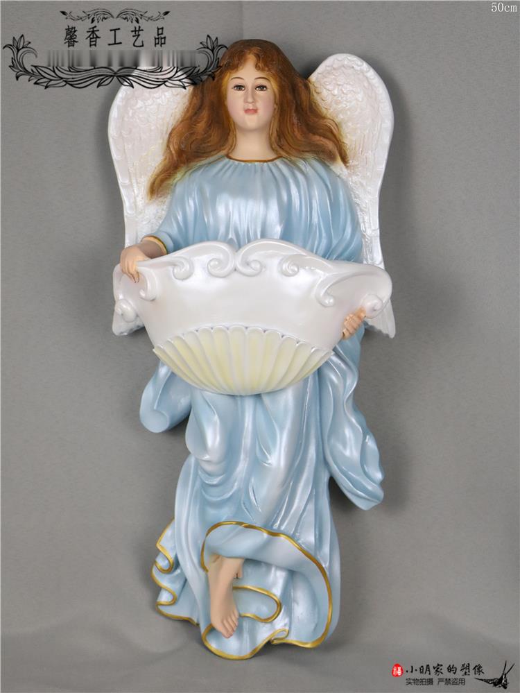 50cm Ángel Cuerpo de Agua Santa Colgante Mirando Estatuas de Estatuas de la Iglesia Decoración de la Estatuas de la Casa Salón