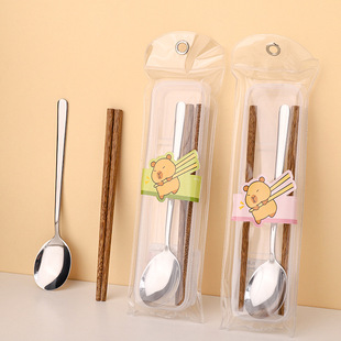 New Kapibala Tableware Set Cute Dolphin Stainless Steel Spoon and Chopsticks Two-Piece Set Portable Sanitary Tableware