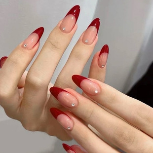 Wear armour almond-shaped ins style simple French side diamond nail patch removable fake nails wholesale nails