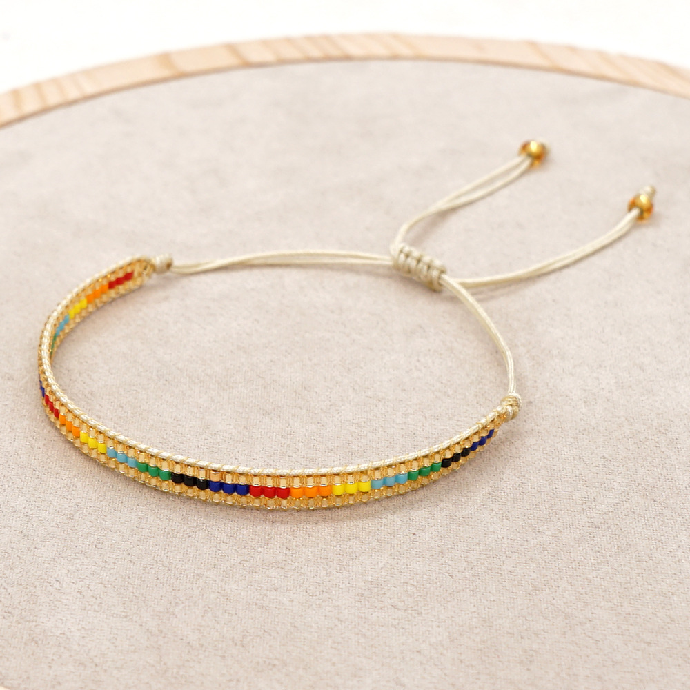 Bohemian Color Block Glass Beaded Bracelets