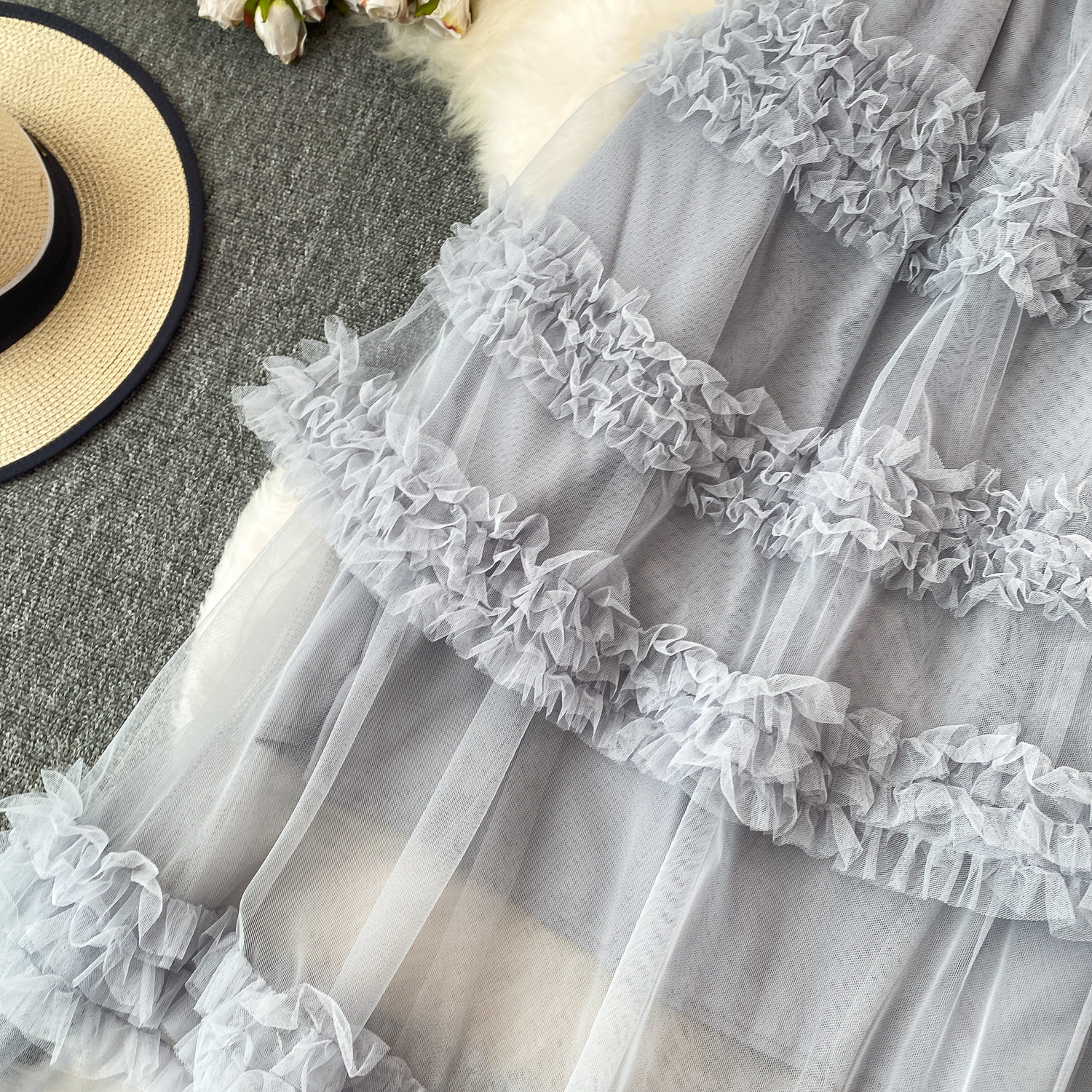 Fairy Romantic Style High-Waisted Ruffle Skirt For Women Sweet And Youthful Slimming Cake Skirt For Summer_ecoleips.com