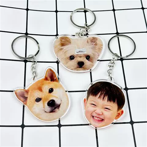 Брелок для ключей с изображением котенка, собаки, фото, сувенир, акриловый милый кулон для сумки